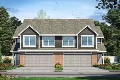 Duplex House Plan with 3 Upstairs Bedrooms - 2064 Sq Ft Units
