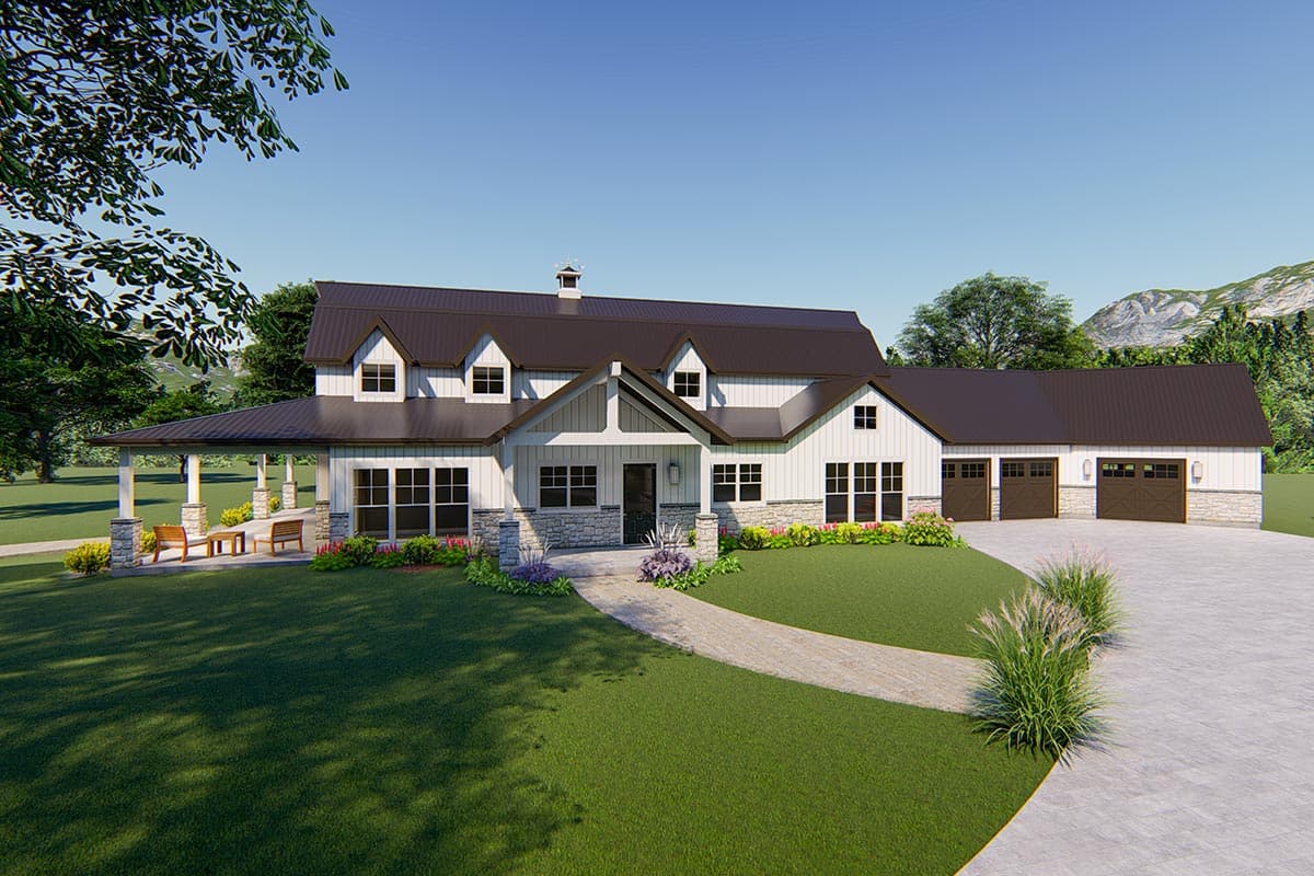Plan 70618MK: Striking Modern Farmhouse Plan with Sleeping Loft - Image #5 - Barndominium, Country, Farmhouse, Modern Farmhouse, Mountain, Rustic