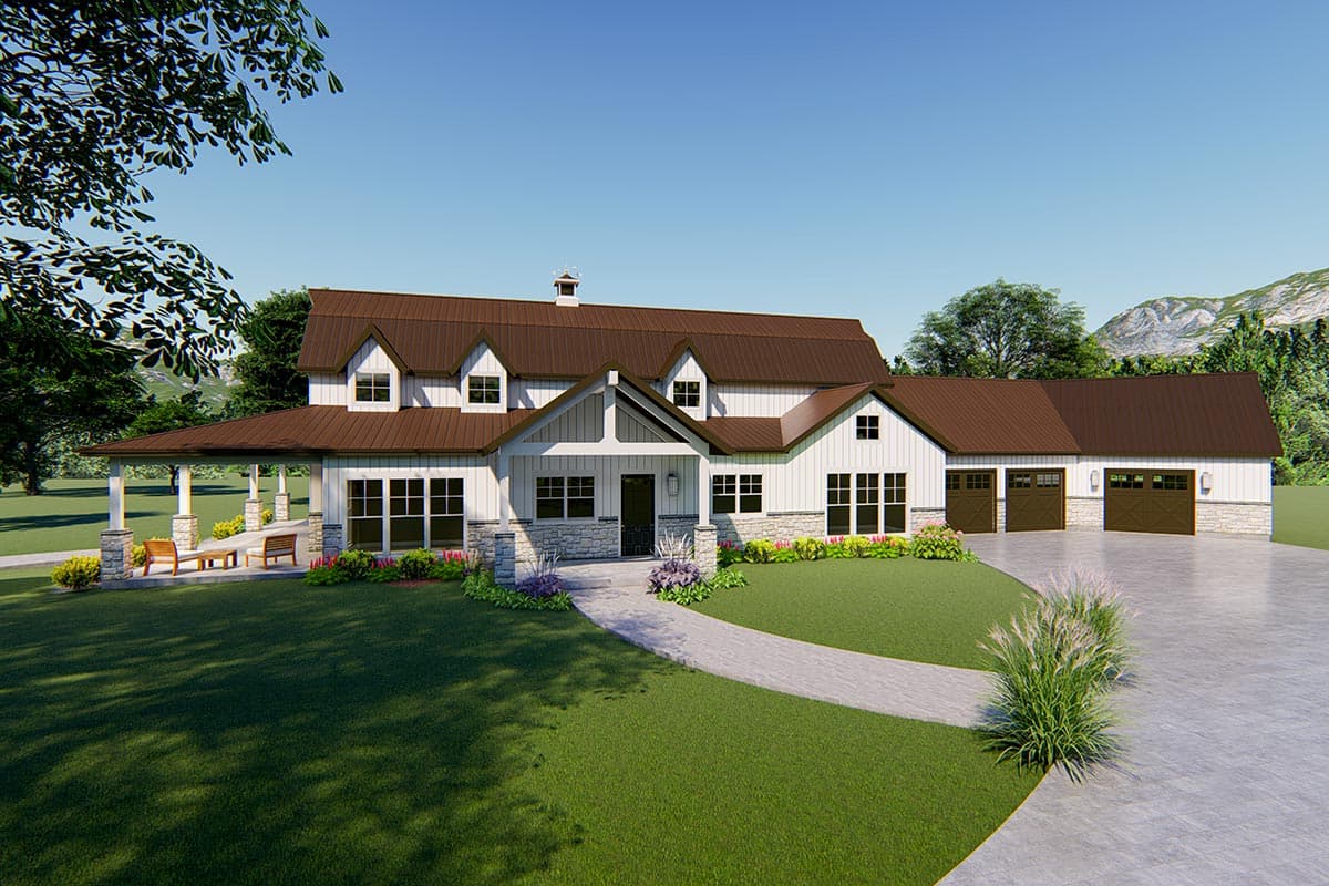 Plan 70618MK: Striking Modern Farmhouse Plan with Sleeping Loft - Image #6 - Barndominium, Country, Farmhouse, Modern Farmhouse, Mountain, Rustic