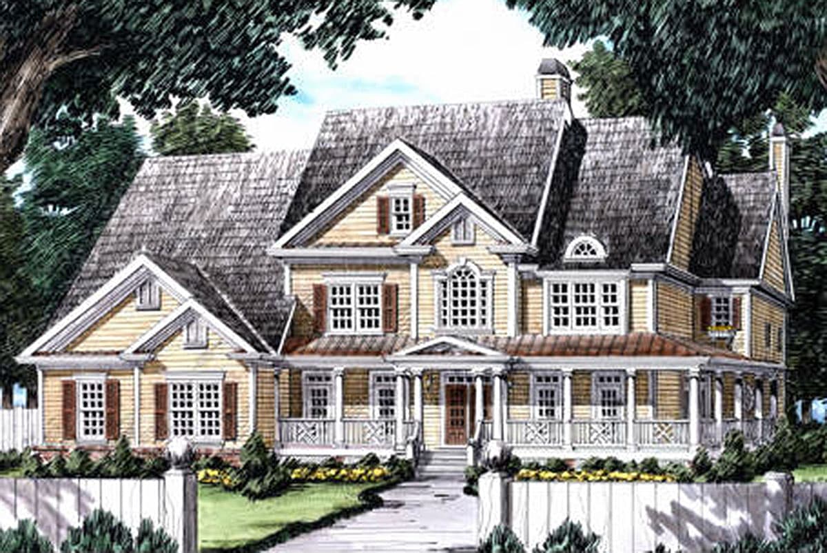 Plan 710135BTZ: Traditional House Plan with Wrapping Porch and 2-Story Family Room - Image #11 - Country, Southern, Traditional