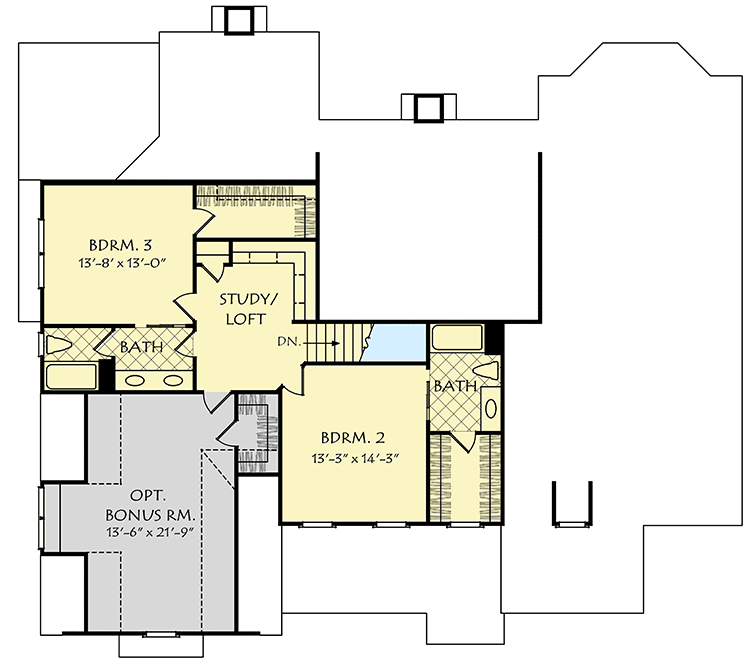 Plan 710123BTZ: Traditional House Plan with Vaulted Keeping Room - Floor Plan - 2nd Floor - Southern, Traditional