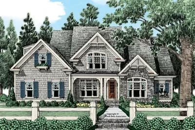 Cottage-like House Plan with Cedar Shake and Stone Exterior