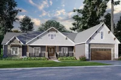 One-Level Craftsman House Plan with Split Bedrooms