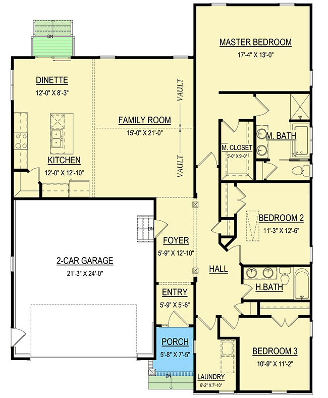 Plan 83605CRW: 3-Bedroom Traditional Ranch Home Plan with 2-Car Garage - Floor Plan - Main Level - Craftsman, Northwest, Ranch