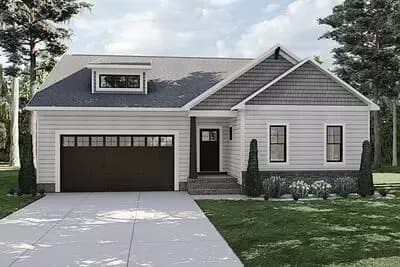 3-Bedroom Traditional Ranch Home Plan with 2-Car Garage