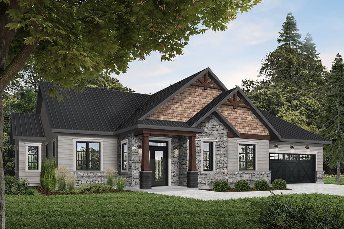 Plan 22542DR: Rugged-and-Rustic 3-Bed Ranch Home Plan - Image #5 - Craftsman, New American, Northwest, Ranch, Rustic