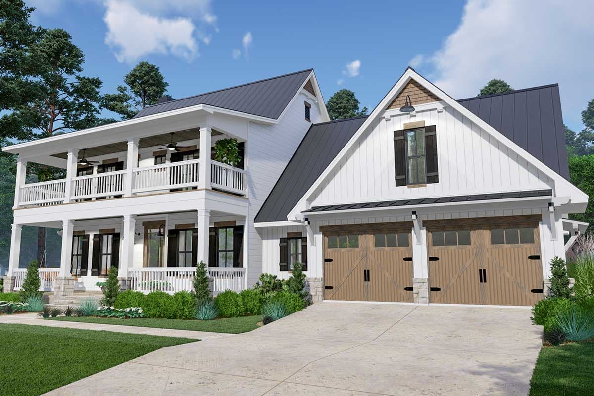 Plan 16907WG: Nouveau Southern-Style House Plan with Stacked Porches Front and Back - 2458 Sq Ft - Image #4 - Country, Farmhouse, New American, New Orleans, Southern, Southern Traditional, Traditional