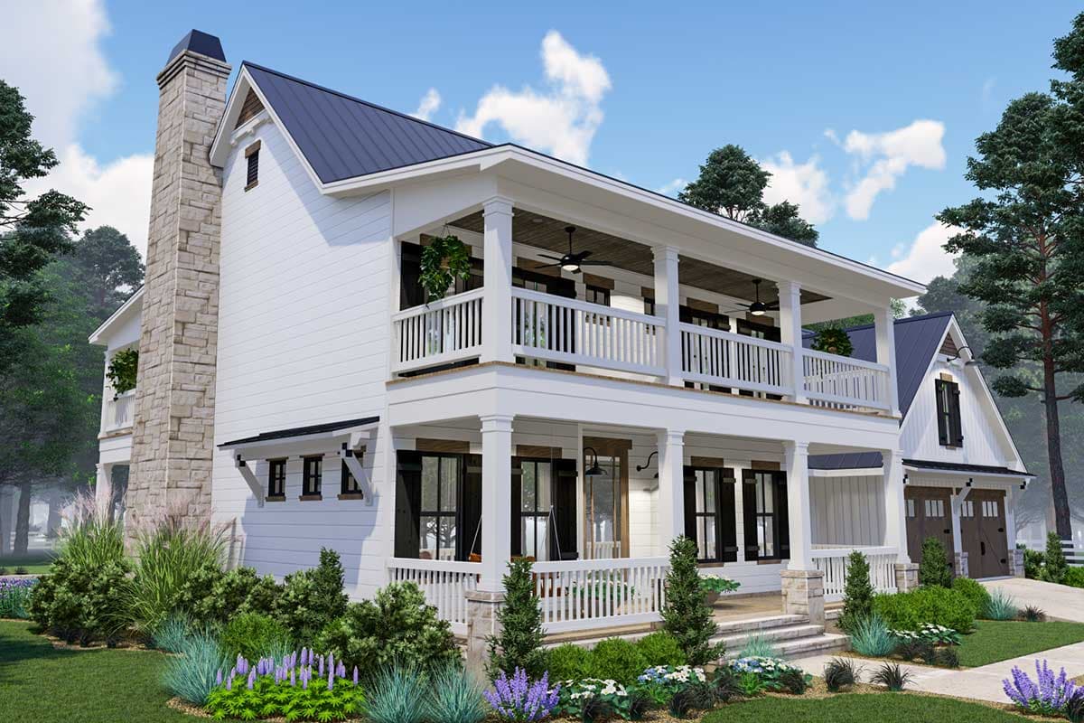 Plan 16907WG: Nouveau Southern-Style House Plan with Stacked Porches Front and Back - 2458 Sq Ft - Image #5 - Country, Farmhouse, New American, New Orleans, Southern, Southern Traditional, Traditional