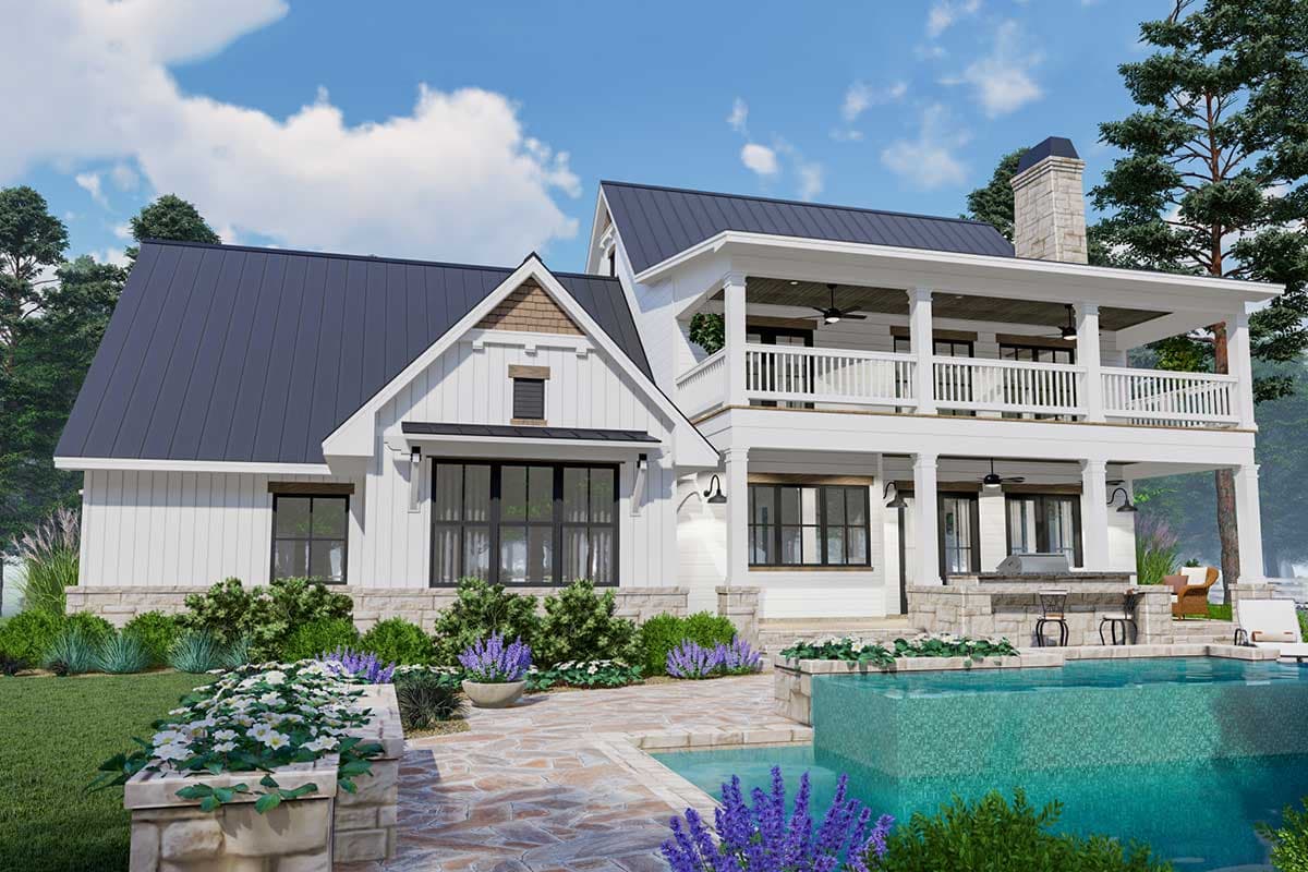 Plan 16907WG: Nouveau Southern-Style House Plan with Stacked Porches Front and Back - 2458 Sq Ft - Image #9 - Country, Farmhouse, New American, New Orleans, Southern, Southern Traditional, Traditional