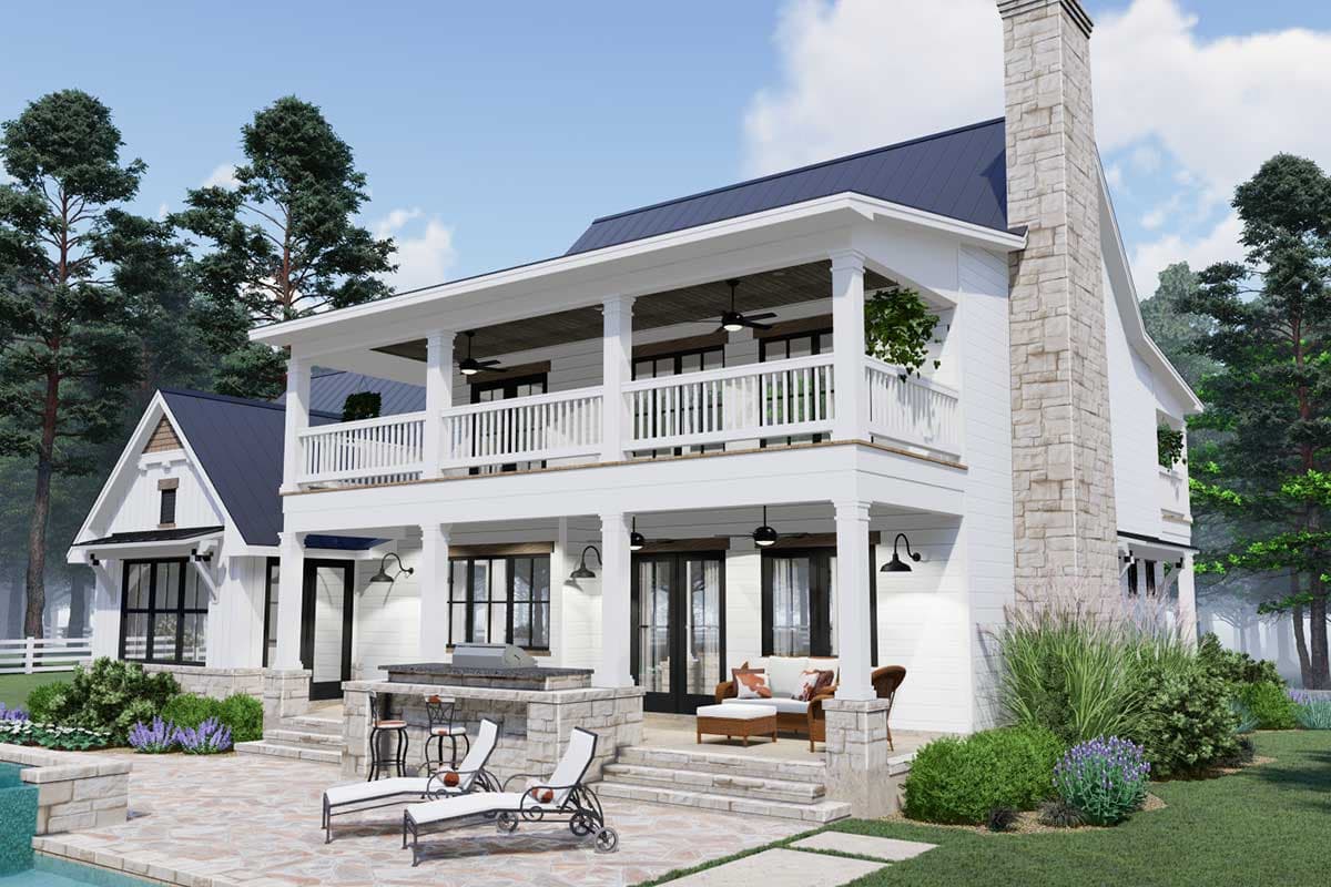 Plan 16907WG: Nouveau Southern-Style House Plan with Stacked Porches Front and Back - 2458 Sq Ft - Image #7 - Country, Farmhouse, New American, New Orleans, Southern, Southern Traditional, Traditional