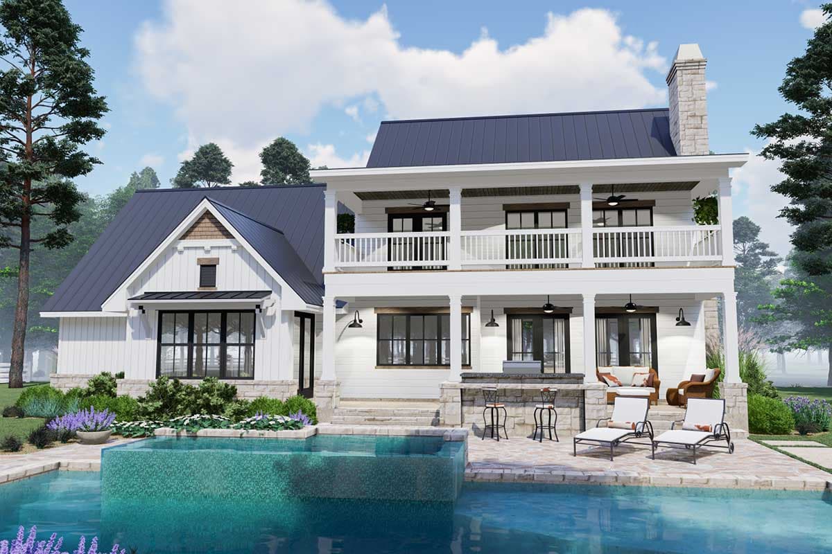 Plan 16907WG: Nouveau Southern-Style House Plan with Stacked Porches Front and Back - 2458 Sq Ft - Image #8 - Country, Farmhouse, New American, New Orleans, Southern, Southern Traditional, Traditional