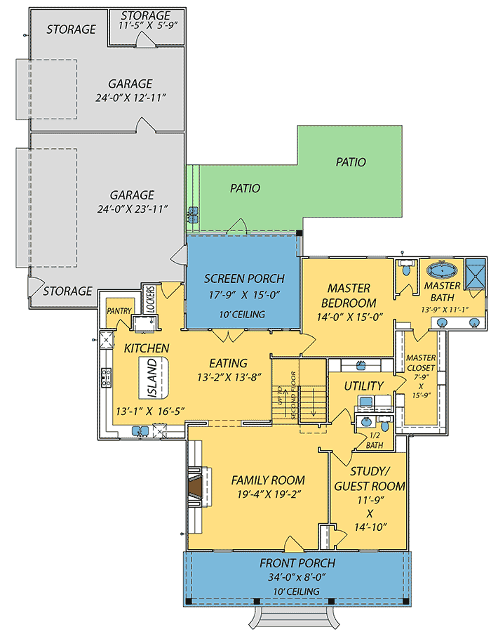 Plan 83915JW: Flexible Southern Home Plan with 2nd Story Common Area - Floor Plan - Main Level - Country, Farmhouse, Modern Farmhouse, New American, Southern