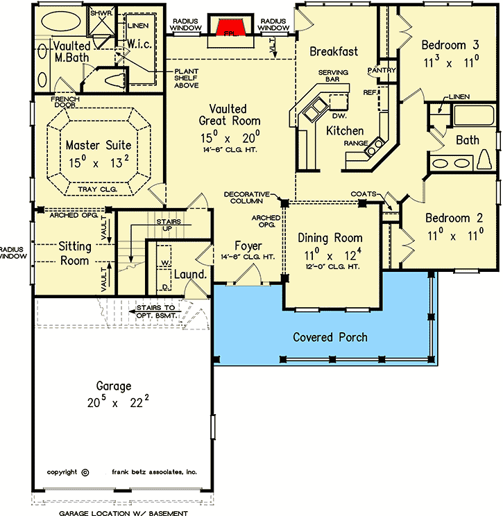 Plan 710137BTZ: 3-Bed Country Home Plan with Rocking Chair Porch - Floor Plan - Main Level - Country, Traditional