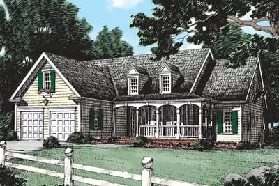 3-Bed Country Home Plan with Rocking Chair Porch