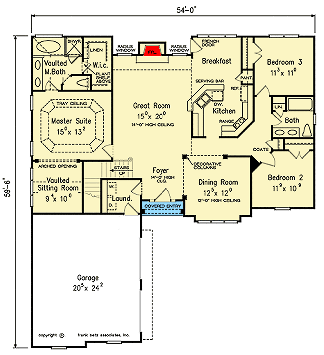 Plan 710138BTZ: 3-Bed Home Plan with Copper Window Accents - Floor Plan - Main Level - Southern, Traditional