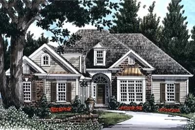 3-Bed Home Plan with Copper Window Accents