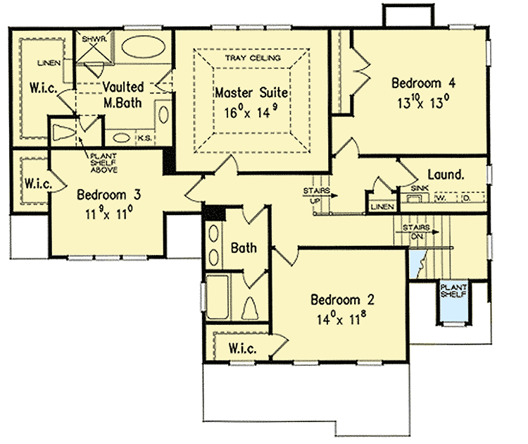 Plan 710139BTZ: Timeless Two-Story House Plan with Second-Level Sleeping Rooms - Floor Plan - 2nd Floor - Country, Southern, Traditional