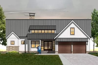 Modern Country Farmhouse Plan with Finished Lower Level