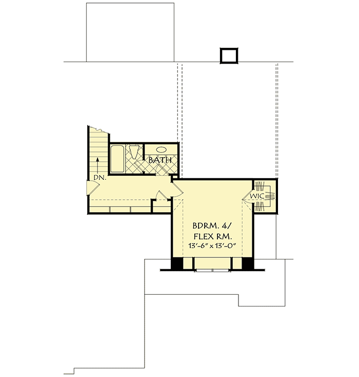 Plan 710141BTZ: Brick and Wood House Plan with Upstairs Flex Room - Floor Plan - 2nd Floor - Southern, Traditional