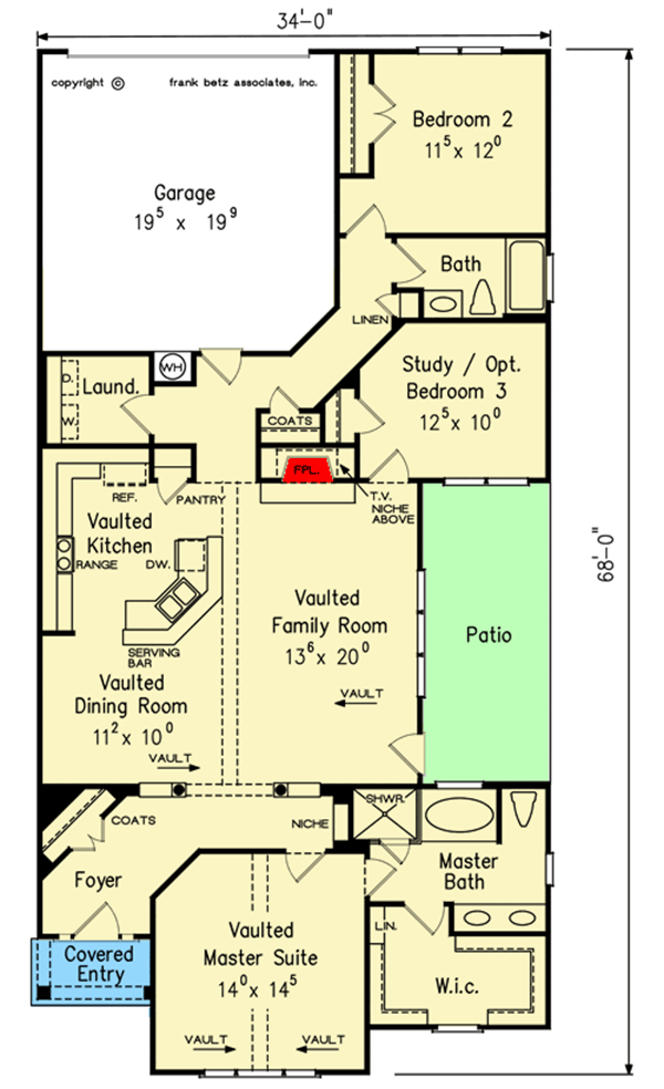 Plan 710142BTZ: Timeless Cottage with 2- or 3-Bed Flexibility - Floor Plan - Main Level - Cottage, Country, Craftsman, Traditional