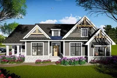 3-Bed Ranch House Plan with Den 