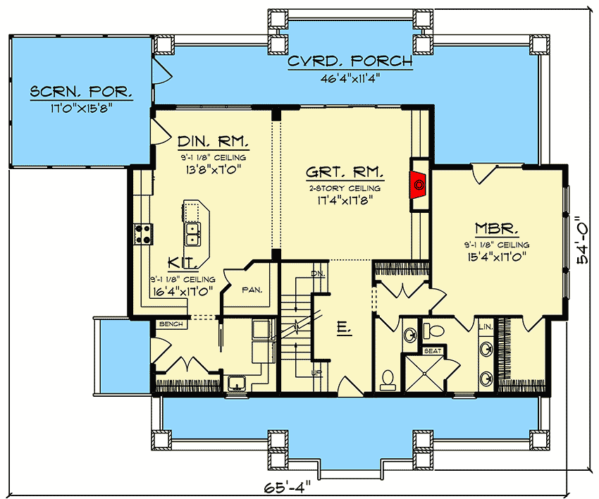 Plan 890109AH: Cabin in the Woods with Main-Floor Master - Floor Plan - Main Level - Country, Mountain, Vacation