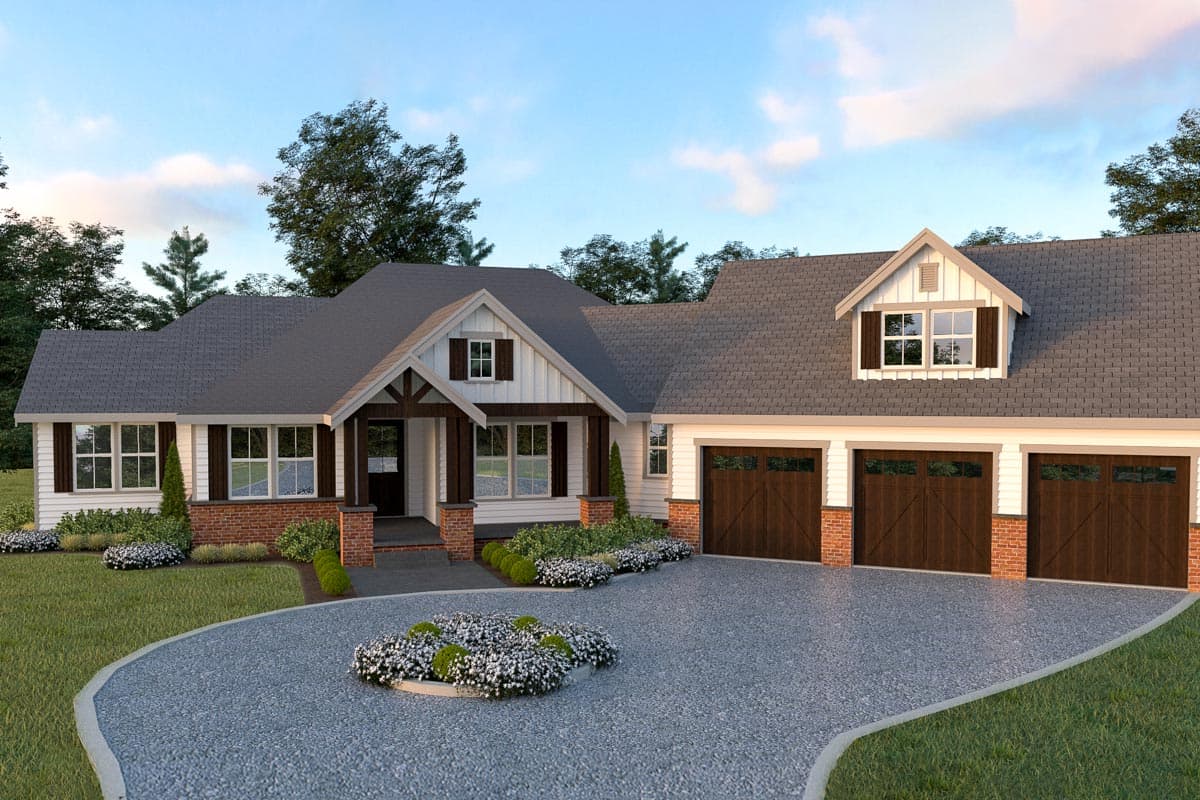 Plan 280031JWD: Dreamy 3-Bed Country House Plan with a Bonus Room Above 3-Car Garage - Image #4 - Country, Craftsman, Farmhouse, New American, Northwest
