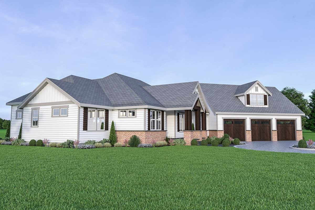 Plan 280031JWD: Dreamy 3-Bed Country House Plan with a Bonus Room Above 3-Car Garage - Image #5 - Country, Craftsman, Farmhouse, New American, Northwest