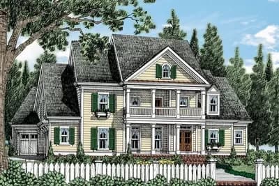 Grand 4-Bed House Plan with 2-Story Porch