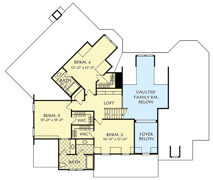Plan 710153BTZ: 4-Bed House Plan with Distinctive Brick Exterior - Floor Plan - 2nd Floor - Georgian, Southern, Traditional
