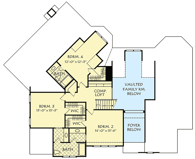 Plan 710154BTZ: Eye-Catching 4-Bed House Plan with High-Peaking Gables - Floor Plan - 2nd Floor - Country, European, Traditional