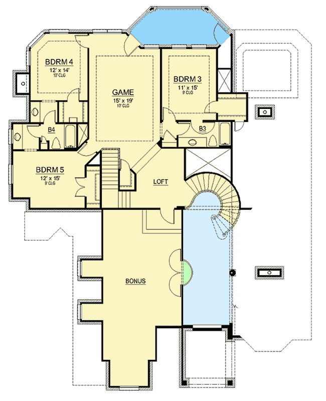 Plan 36560TX: Sprawling French Country House Plan with Main-Level Master - Floor Plan - 2nd Floor - European, French Country