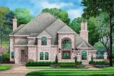 Sprawling French Country House Plan with Main-Level Master