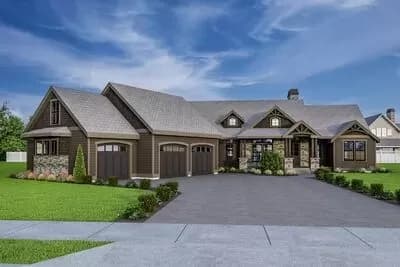 Mountain Craftsman House Plan with Bonus Room Above Garage