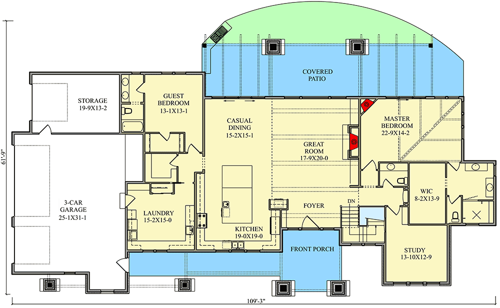 Plan 95060RW: Luxurious One-Level House Plan with Large Covered Patio and Outdoor Kitchen - Floor Plan - Main Level - Contemporary, Craftsman, Mountain, Ranch, Rustic