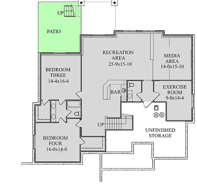 Plan 95066RW: 3-Bed New American Home Plan with Optional Lower Level - Floor Plan - Lower Level - Craftsman, Mountain, New American, Ranch, Rustic