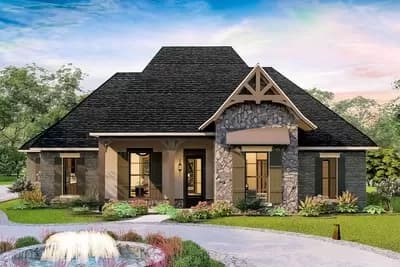 One-Level European Home Plan with Garage Workshop