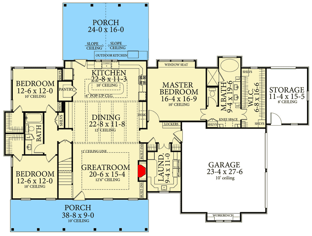 Plan 62149V: 3-Bed Modern Country Home Plan with Split Beds - Floor Plan - Main Level - Country, Farmhouse, Modern Farmhouse, Southern