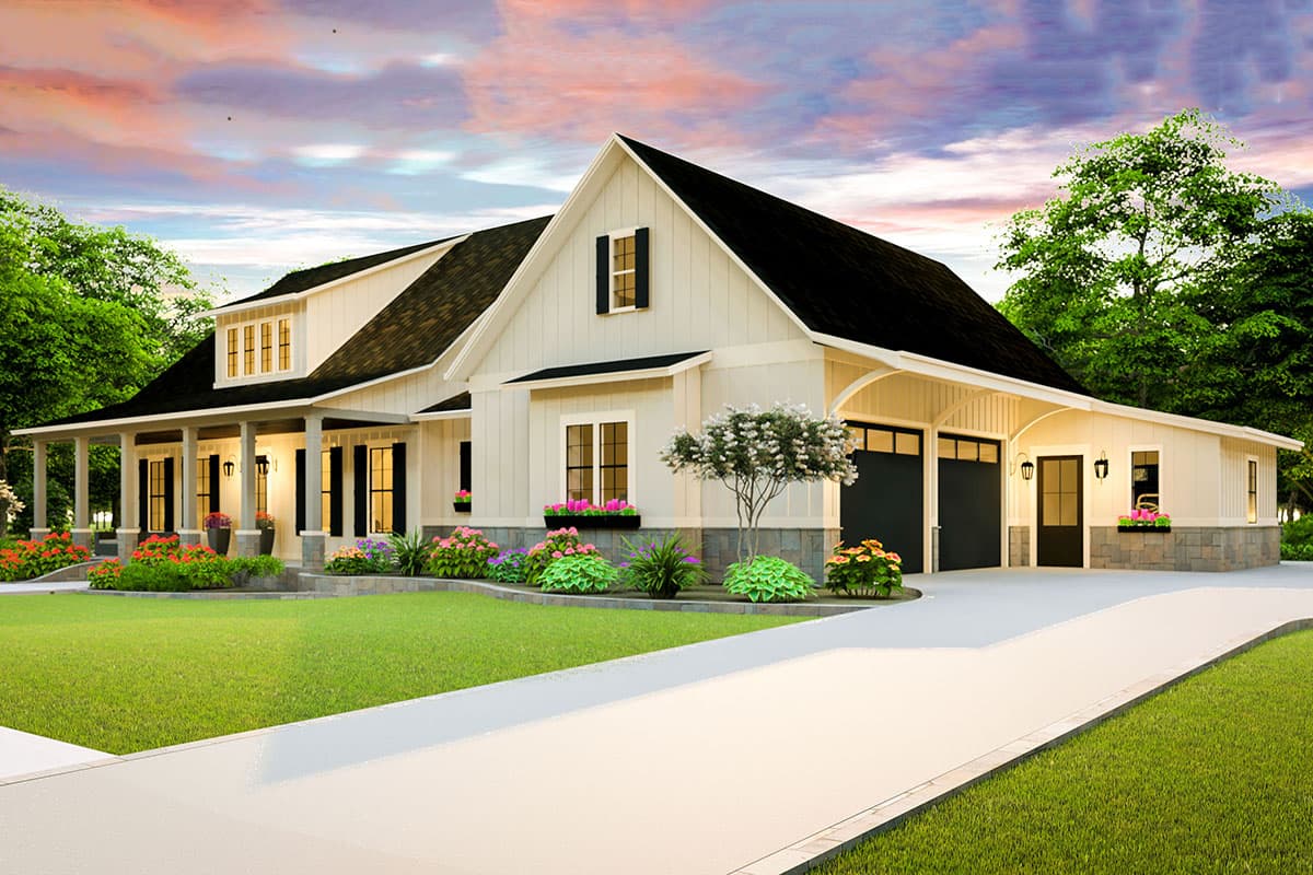 Plan 62149V: 3-Bed Modern Country Home Plan with Split Beds - Image #4 - Country, Farmhouse, Modern Farmhouse, Southern