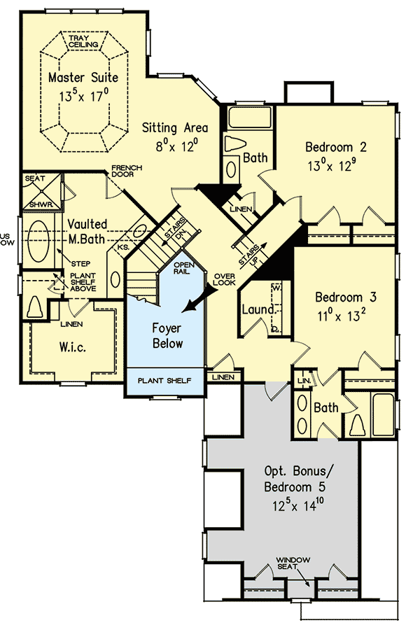 Plan 710159BTZ: 2-Story House Plan with Fieldstone and Dormered Exterior - Floor Plan - 2nd Floor - Traditional