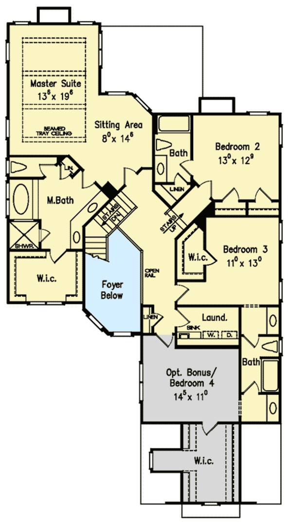Plan 710160BTZ: 2-Story House Plan with Grand Turret Entry - Floor Plan - 2nd Floor - Southern, Traditional