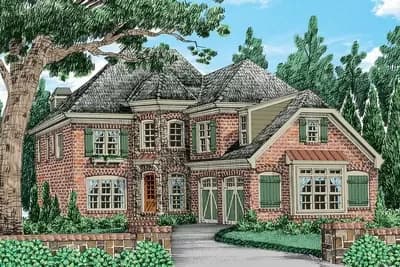 2-Story House Plan with Grand Turret Entry