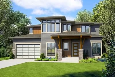 Contemporary 5-Bed House Plan with Second-Level Master Bed