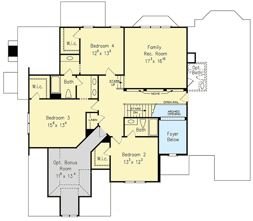Plan 710163BTZ: 4-Bed House Plan with Walk-In Closets for Everyone - Floor Plan - 2nd Floor - Southern, Traditional