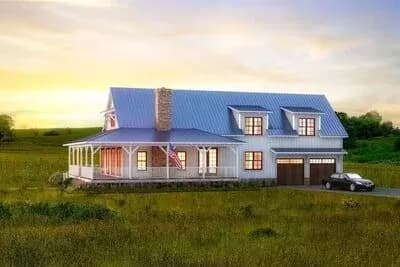 Country Home Plan with Wraparound Porch and Flexible Second Floor
