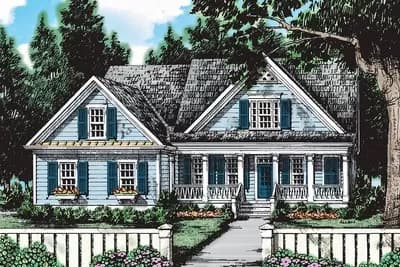 3-Bed Country House Plan with Bonus Room Over Garage