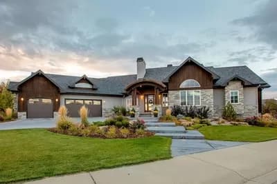 Sprawling Mountain House Plan with Split Beds