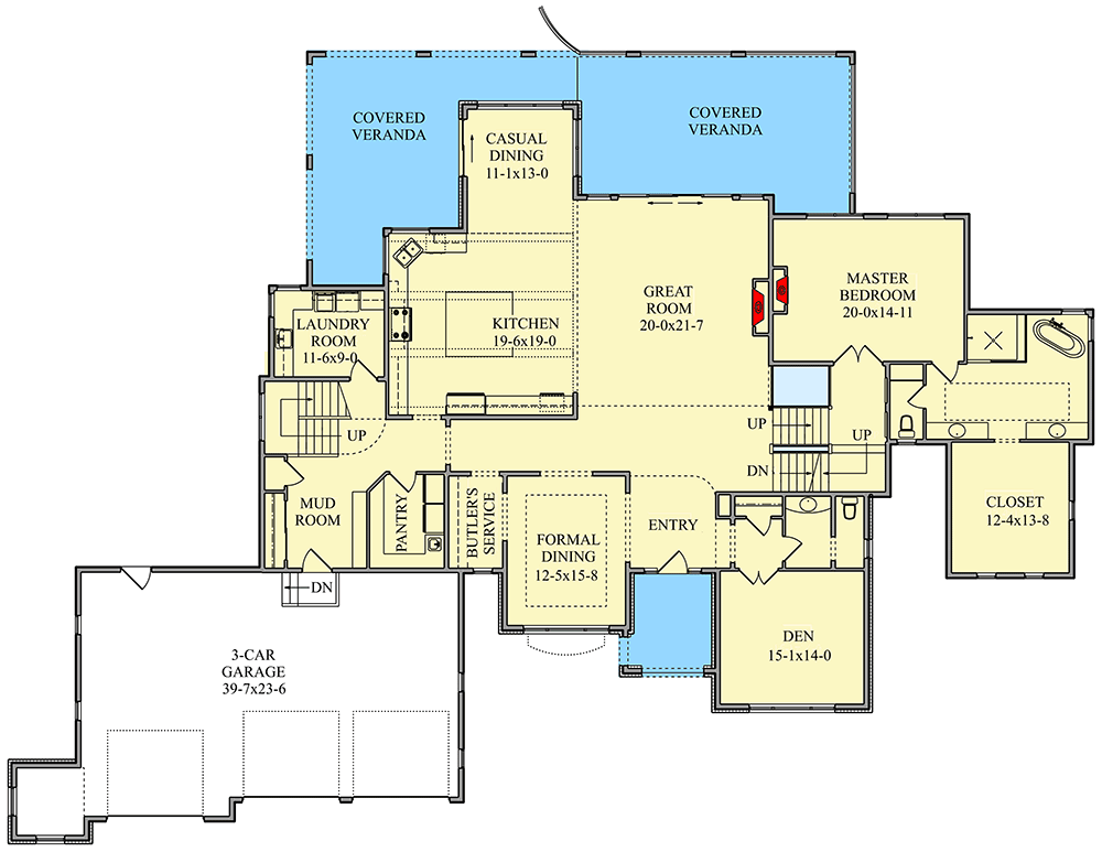 Plan 95072RW: Breathtaking Mediterranean House Plan with Main-Level Master - Floor Plan - Main Level - Mediterranean, Rustic, Spanish