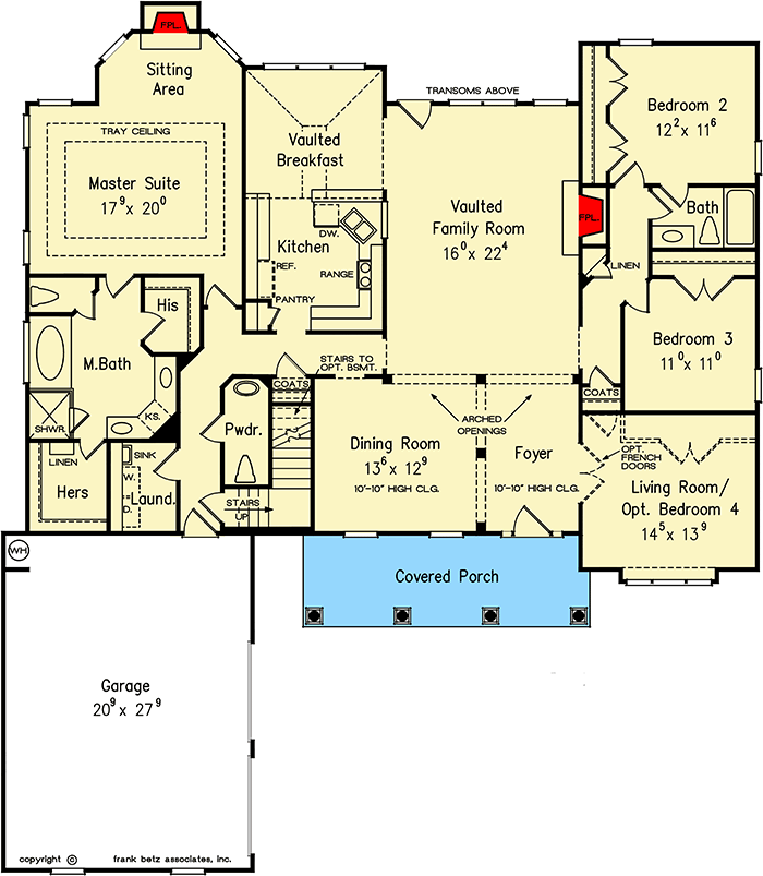 Plan 710165BTZ: Traditional House Plan with Welcoming Front Porch - Floor Plan - Main Level - Southern, Traditional