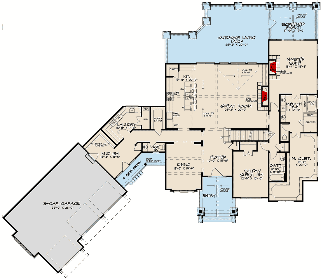 Plan 70621SND: Spacious New American Farmhouse Loaded Finished Lower Level - 6301 Sq Ft - Floor Plan - Main Level - Country, Craftsman, Farmhouse, Modern Farmhouse, New American